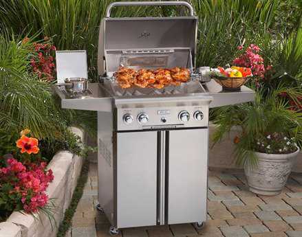 AOG L Series Portable 24'' On Cart BBQ Grill with Rotisserie Back Burner & Side Burner