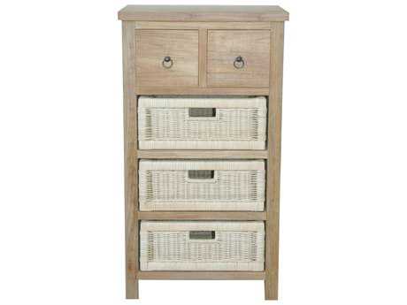 Anderson Teak Safari Occasional Table with Drawer & Rattan Baskets