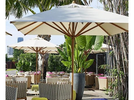 Bambrella Levante Wood 10' Square Pulley Lift Umbrella