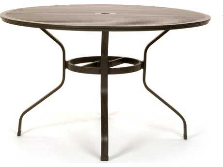 Caluco San Michelle Aluminum 48'' Wide Round Dining Table with Umbrella Hole