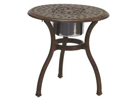 Darlee Outdoor Living Series 60 Cast Aluminum 24 Round End Table with Ice Bucket