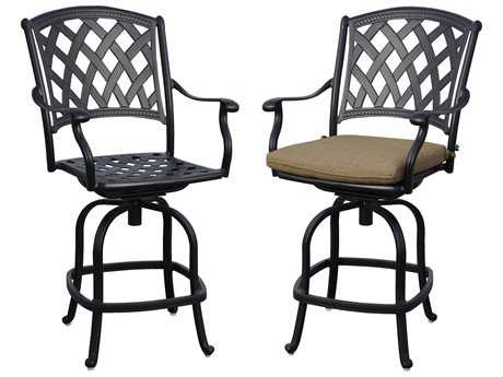 Darlee Ocean View Cast Aluminum Swivel Counter Chairs with Sesame Cushions (Price is for a set of 2 chairs)
