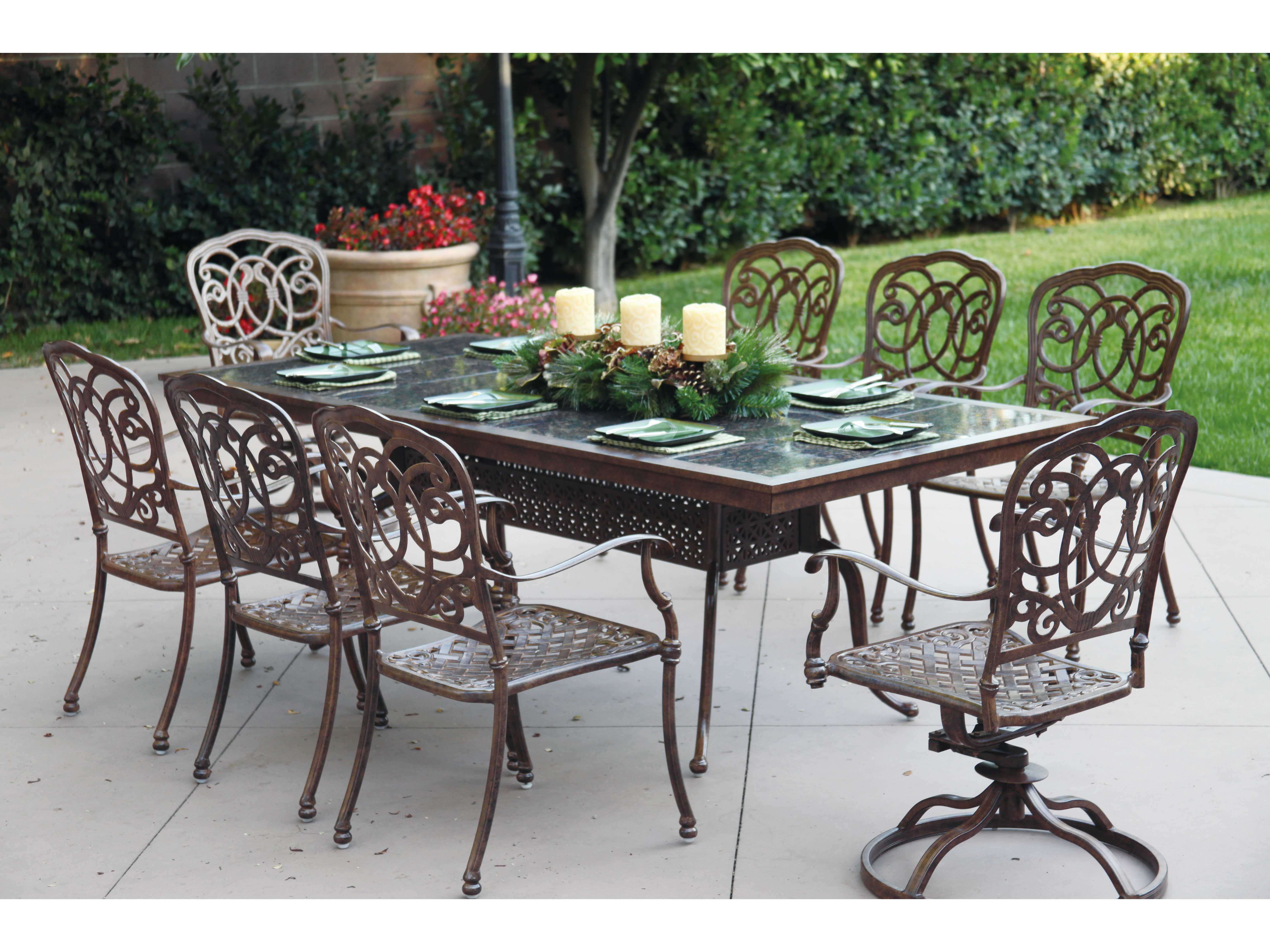Darlee Outdoor Living Quick Ship Granite Top Cast Aluminum 91 X 41 Darlee Outdoor Living Quick Ship Granite Top Cast Aluminum 91 X 41 Rectangular Dining Table 201077 L