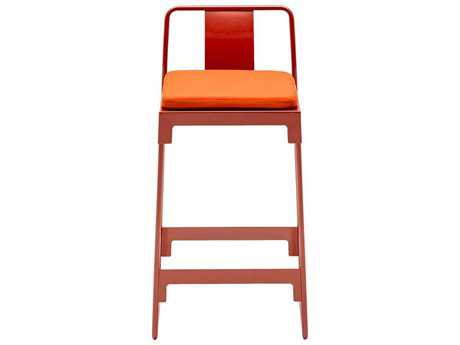 Driade Mingx Steel Cushion High Stool With Back In Orange