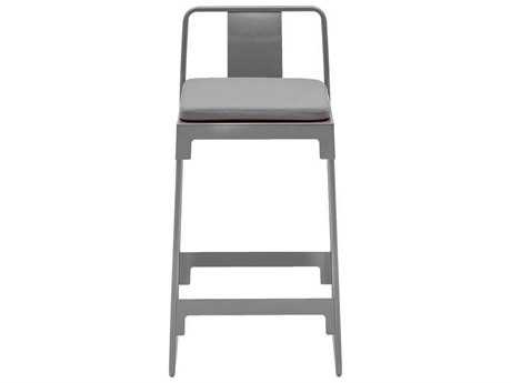 Driade Mingx Steel Cushion High Stool With Back In Light Grey