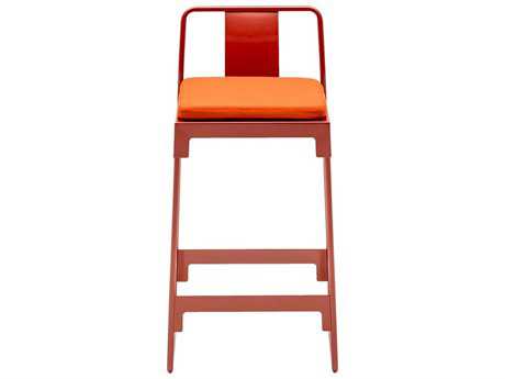 Driade Mingx Steel Cushion Low Stool With Back In Orange