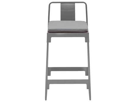 Driade Mingx Steel Cushion Low Stool With Back In Light Grey