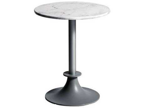 Driade Lord Yi Aluminum 23.6'' Wide Round San Top Bistro Table in White Carrrara