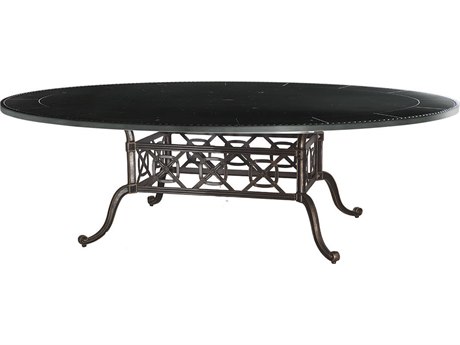 GenSun Grand Terrace Cast Aluminum 80 x 60 Oval Geo Dining Table Base