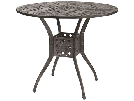 GenSun Verona Cast Aluminum 48 Round Bar Table with Umbrella Hole