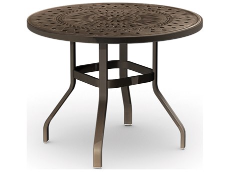 Homecrest Camden Cast Aluminum 42 Round Balcony Table with Umbrella Hole
