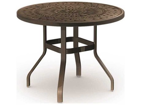 Homecrest Camden Cast Aluminum 54 Round Balcony Table with Umbrella Hole