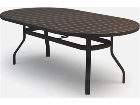 Homecrest Breeze Aluminum 78 x 44 Rectangular Bar Table with Umbrella Hole