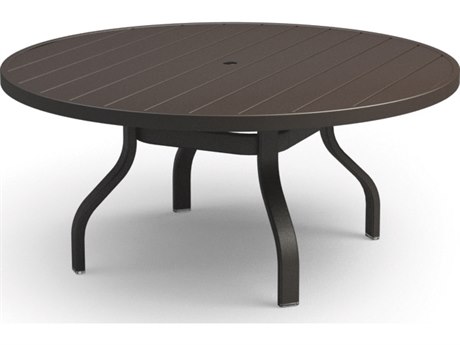 Homecrest Breeze Aluminum 48 Round Chat Table with Umbrella Hole