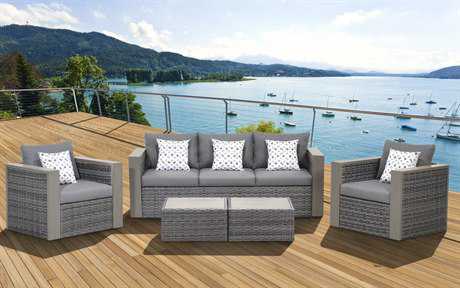 International Home Miami Atlantic Wicker Grey Five Piece Cebu Conversation Set