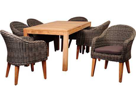 International Home Miami Amazonia BrynEucalyptus 7 Piece Teak/Wicker Rectangular Dining Set