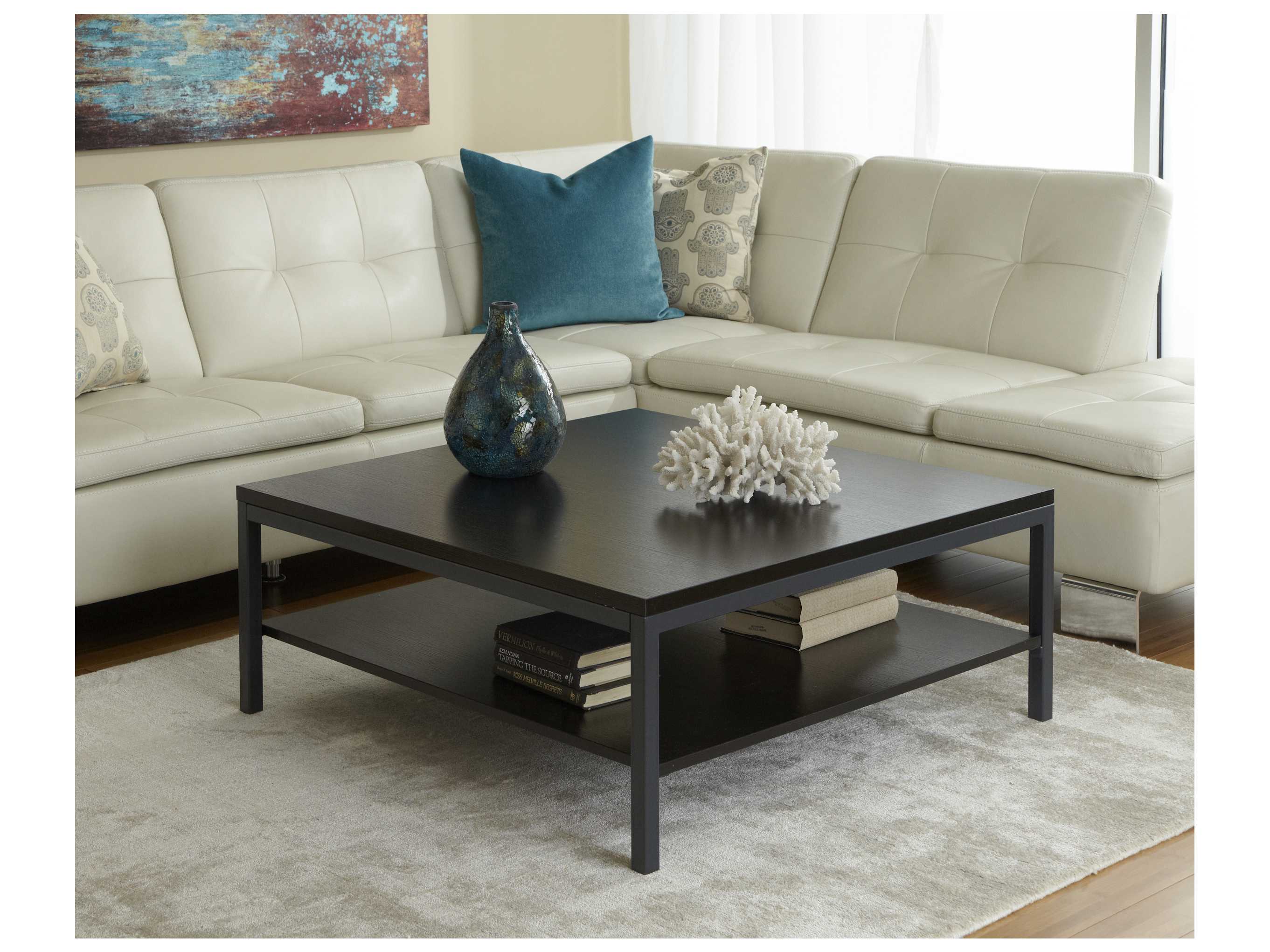 Jesper Office 100 Parson 39'' Square Espresso Coffee Table with Shelf