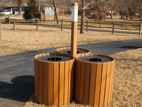 Frog Furnishings Receptacles Recycled Plastic 96 Gallon Round Recycling Center