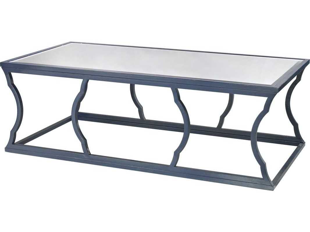 Lazy Susan 60 x 30 Rectangular Metal Cloud Navy Blue Coffee Table 114113