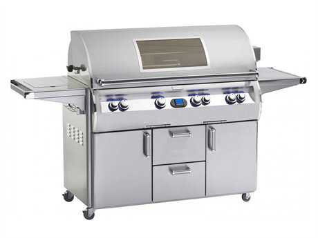 Fire Magic Echelon Diamond Stainless Steel 48'' On Cart Digital Magic View Patio BBQ Grill with Single Side Burner