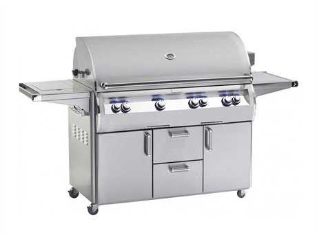 Fire Magic Echelon Diamond Stainless Steel 48'' On Cart Analog Patio BBQ Grill with Single Side Burner