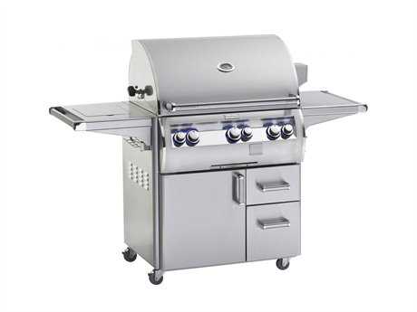 Fire Magic Echelon Diamond Stainless Steel 30'' On Cart Analog Patio BBQ Grill with Single Side Burner