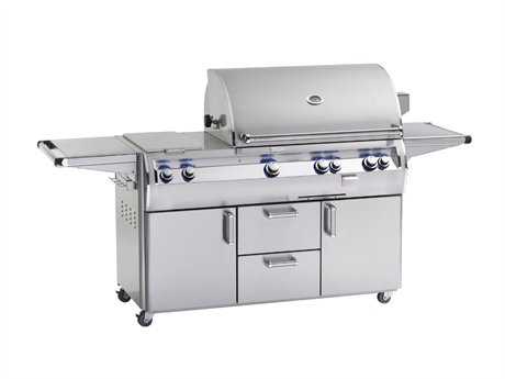 Fire Magic Echelon Diamond Stainless Steel 36'' On Cart Analog Patio BBQ Grill with Double Side Burner