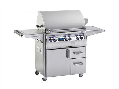 Fire Magic Echelon Diamond Stainless Steel 30'' On Cart Digital Patio BBQ Grill with Single Side Burner