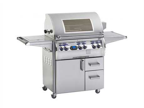 Fire Magic Echelon Diamond Stainless Steel 30'' On Cart Digital Magic View Patio BBQ Grill with Single Side Burner