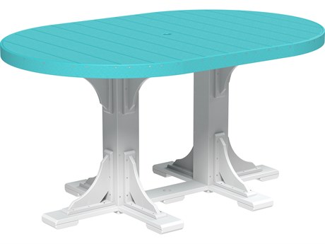 LuxCraft Recycled Plastic 72 x 48 Oval Counter Height Table with Umbrella Hole