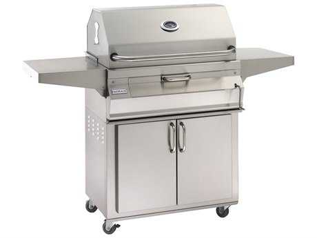 Fire Magic Charcoal Stainless Steel 30'' Cart BBQ Grill with Smoker Oven Hood