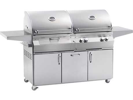Fire Magic Aurora Dual Natural Gas And Charcoal BBQ Grill With Rotisserie On Cart