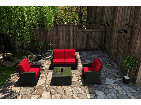 Forever Patio Barbados Ebony Wicker Four-Piece Lounge Set