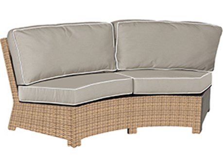 Forever Patio Quick Ship Barbados Biscuit Wicker Curved Sofa