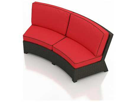Forever Patio Quick Ship Barbados Ebony Wicker Curved Sofa