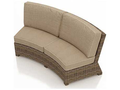 Forever Patio Quick Ship Cypress Heather Round Wicker Curved Sofa