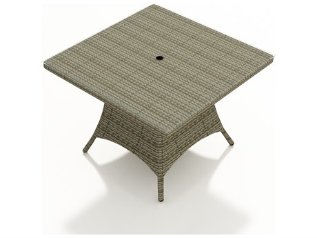 Forever Patio Hampton Heather Wicker 48 Square Dining Table with Umbrella Hole