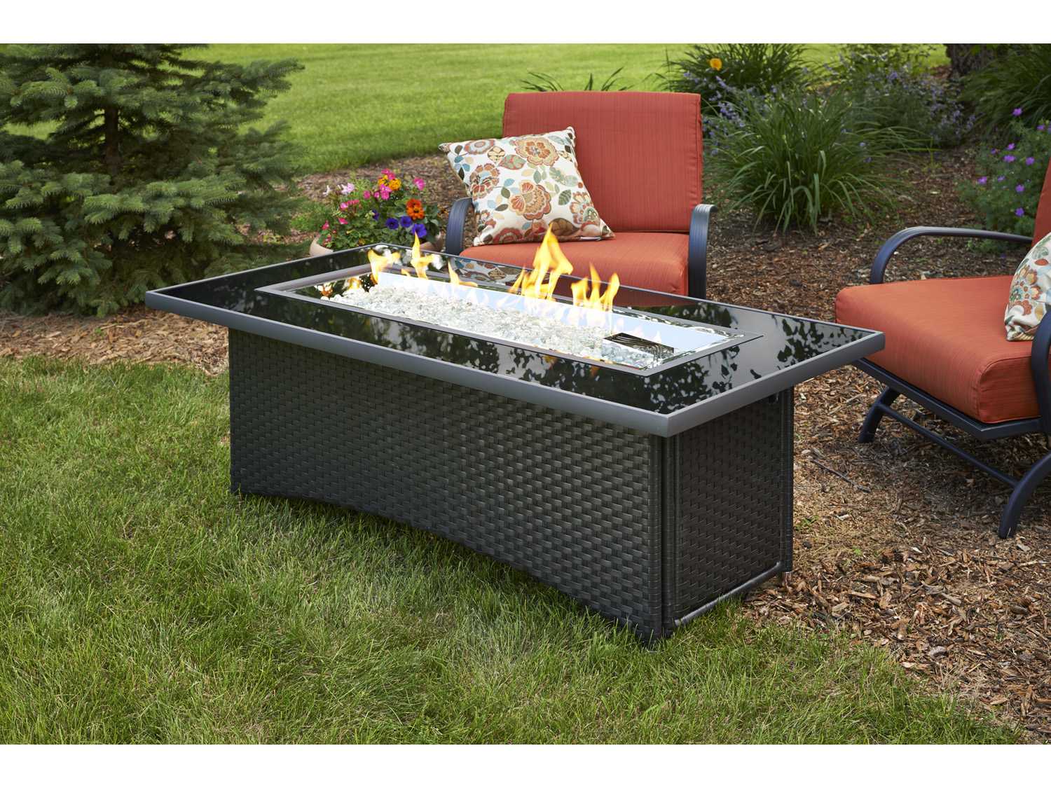 Outdoor GreatRoom Montego 59.75 x 30 Rectangular Crystal Fire Pit