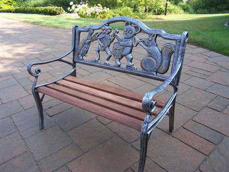 Oakland Living Animals Cast Iron Garden Decorative Bench with Animal Band design