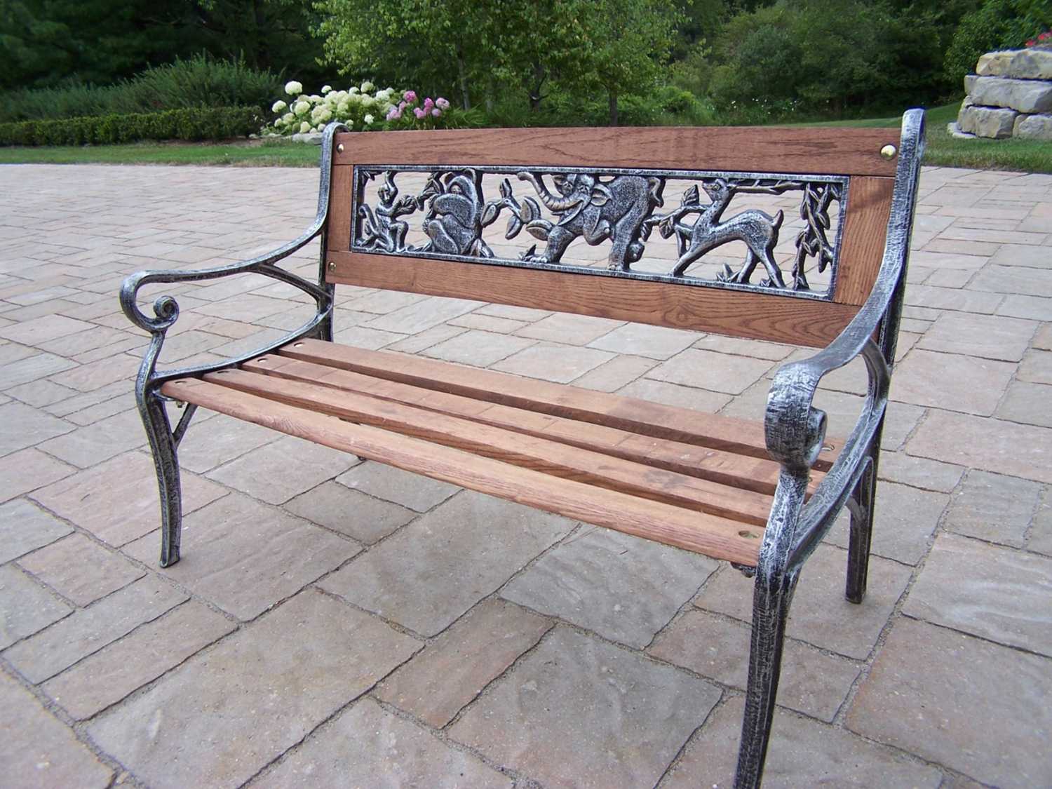 Oakland Living Animals Cast Iron Garden Decorative Bench with Animal