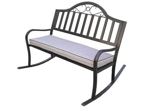Oakland Living Rochester Wrought Iron Rocking Bench with Cushion