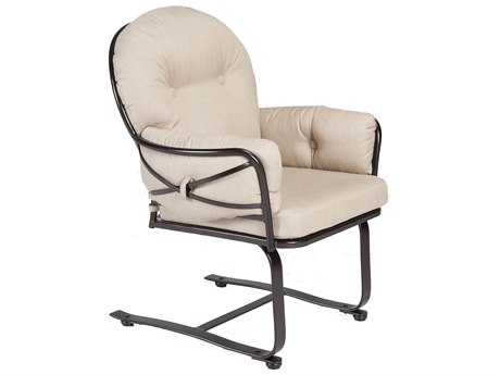 OW Lee Cambria Wrought Iron Spring Base Club Dining Arm Chair