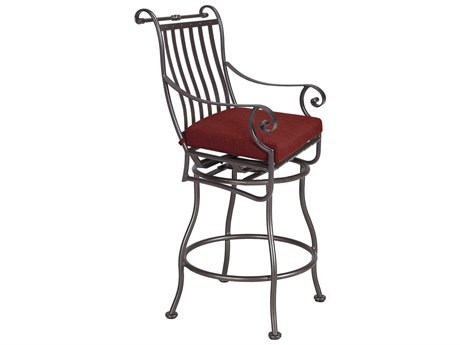 OW Lee St. Charles Wrought Iron Swivel Counter Stool With Arms