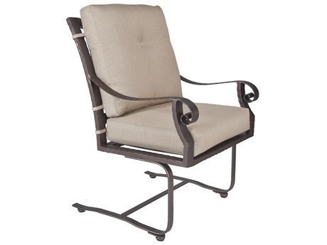 OW Lee Luna Wrought Iron Club Spring Base Dining Arm Chair