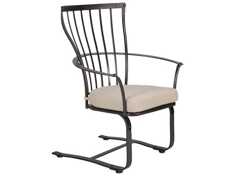 OW Lee Monterra Wrought Iron Spring Base Dining Arm Chair