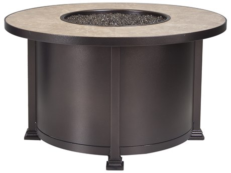 OW Lee Casual Fireside Santorini Wrought Iron 42 Round Chat Height Fire Pit Table