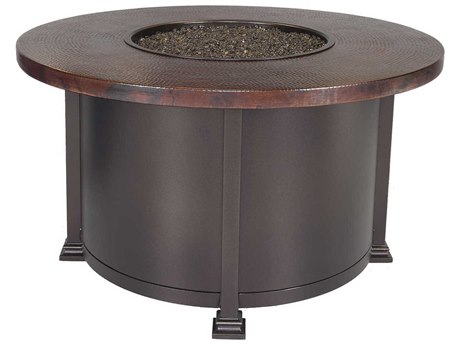 OW Lee Casual Fireside 42 Round Chat Height Hammered Copper Fire Pit