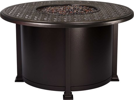 OW Lee Casual Fireside Richmond Wrought Iron 42 Round Chat Height Fire Pit Table