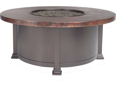 OW Lee Casual Fireside 42 Round Occasional Height Hammered Copper Fire Pit