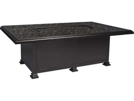 OW Lee Casual Fireside Hacienda Wrought Iron 58 x 36 Rectangular Occasional Height Fire Pit Table